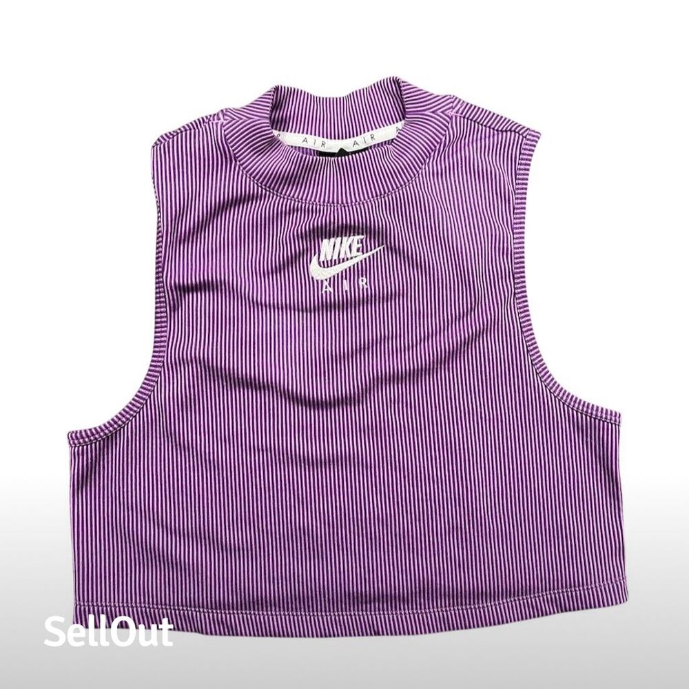 Nike‎ Women's Air Ribbed Crop Tank Top Purple Size L Casual Summer